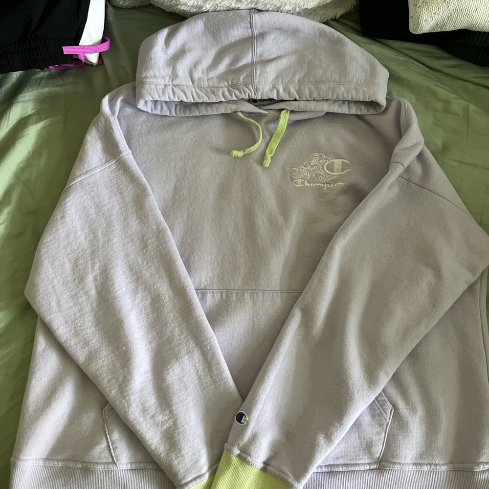 Champion Light Purple Hoodie with Lime Details